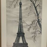 Vintage lithograph by Ortiz Alfau - Paris - the Eiffel Tower