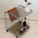 Chariot de bar vintage en cadre de tube chromé avec verre fumé des années 70