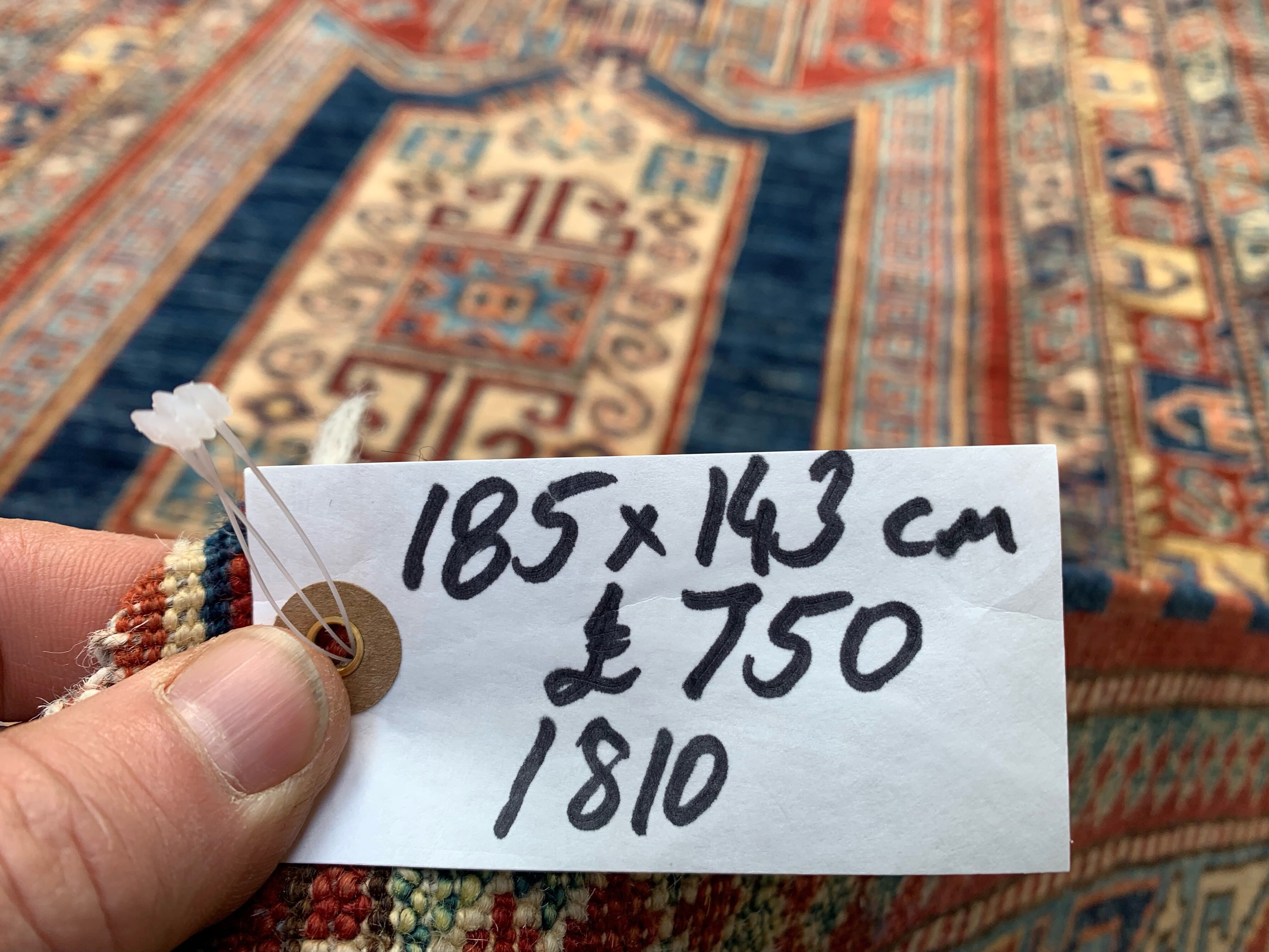 Afghan wool sevan kazak rug 185x143 cm chobi