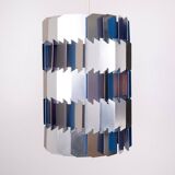 Silver & Blue Facet pendant by Louis Weisdorf for Lyfa, 1960s Denmark