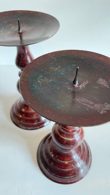 BOUGEOIRS Vintage Patinated Metal Candle Holders