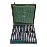 Box of 12 table knives and 12 Christofle dessert knives