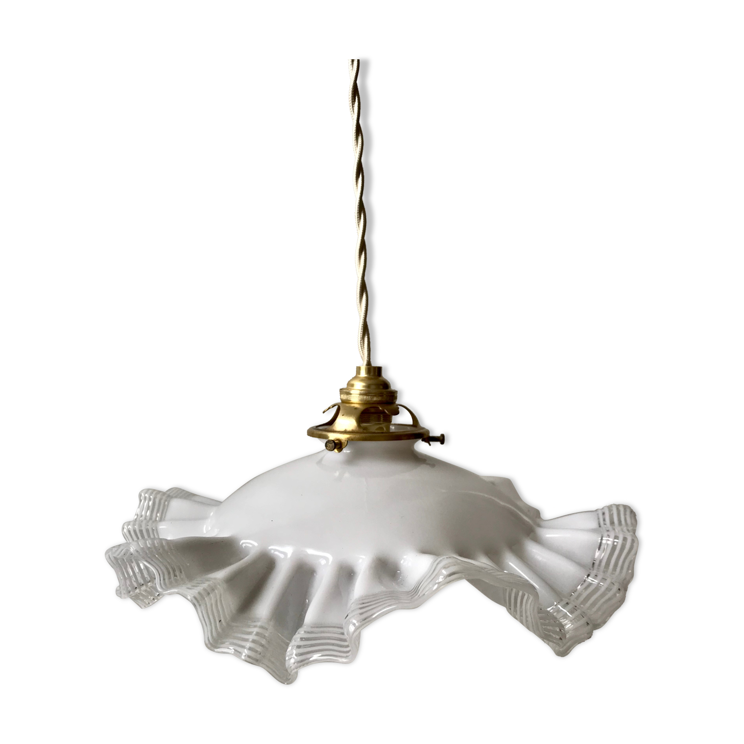 Opaline suspension in pleated glass 40s-50s