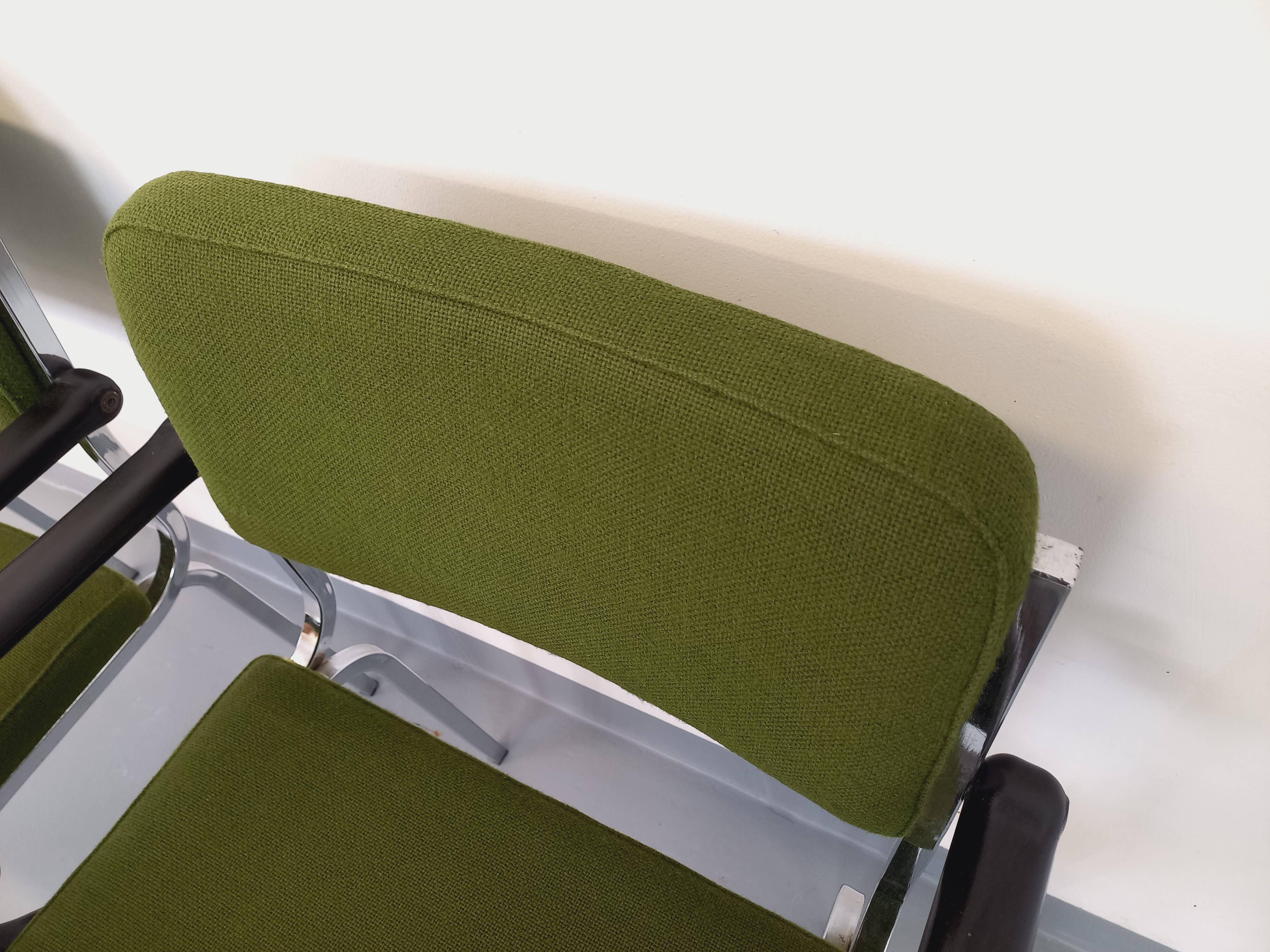 Pair of vintage fabric and chrome armchairs from the 70s