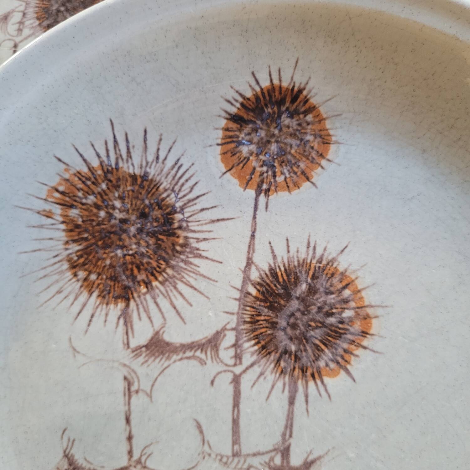 Flat Plates – Botanical Thistle Decor – 70s