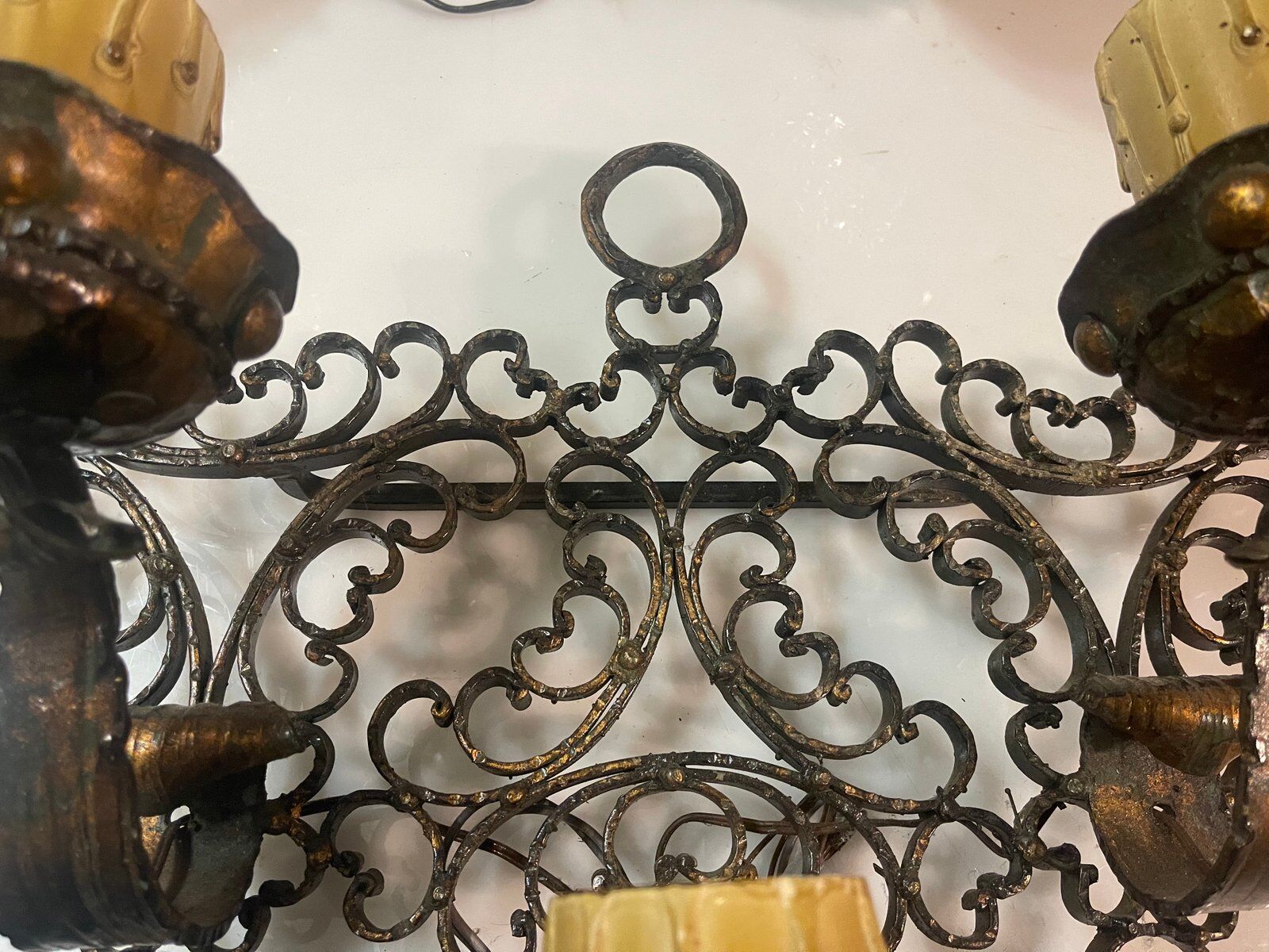 Pair of wrought iron sconces, 1980s