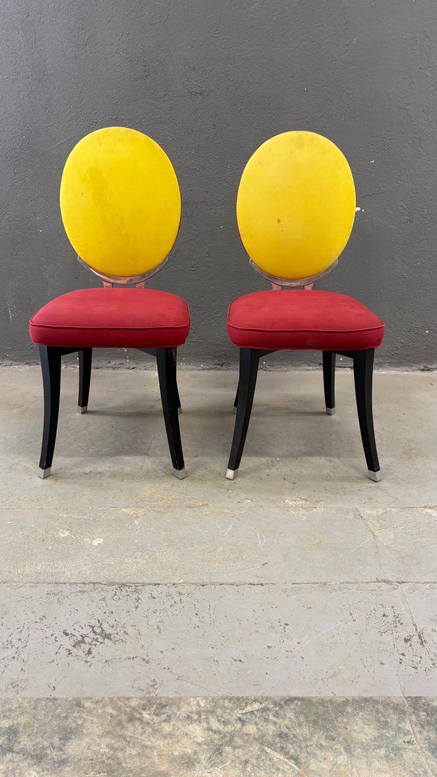 Pair of medallion chairs, Funny Valentine model, by Jean-Charles de Castelbajac, 20th century