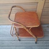 Retro rattan trolley on wheels
