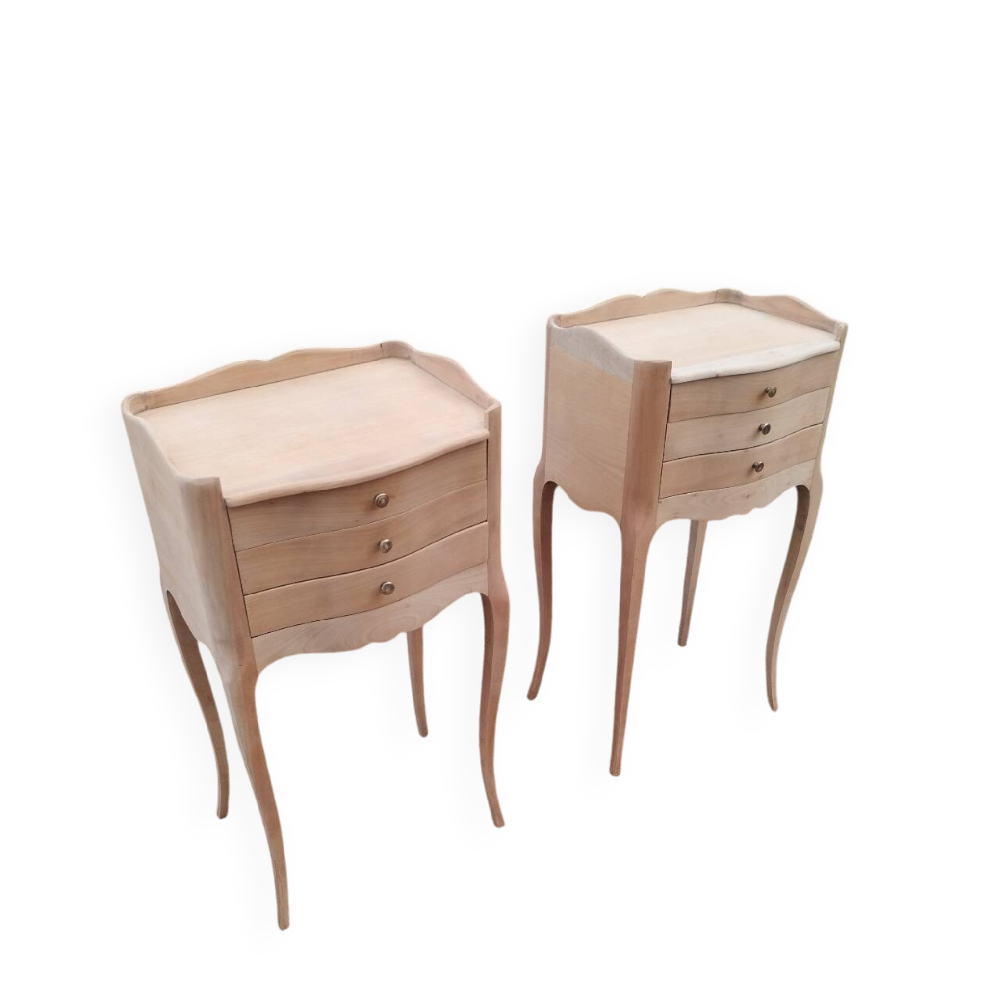 Pair of antique wooden bedside tables in Louis XV style.