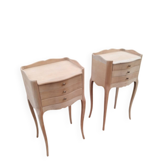 Pair of antique wooden bedside tables in Louis XV style.