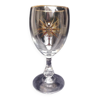 Gold communion souvenir glass with cross