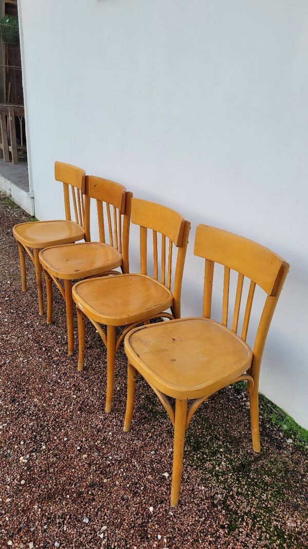 Série de 4 chaises de bistrot restaurant vintage -1950s