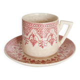 Sarreguemines earthenware coffee cups, "Wagram" pattern with saucer