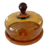 Cloche à fromage et son plateau en bois d'olivier
