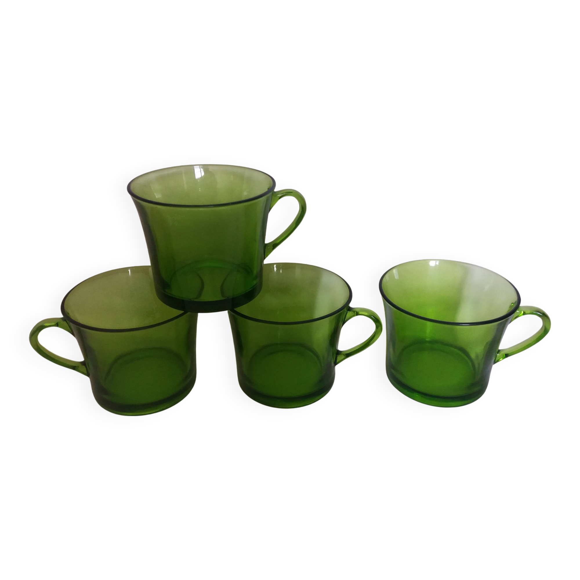Duralex green glass cups, large format