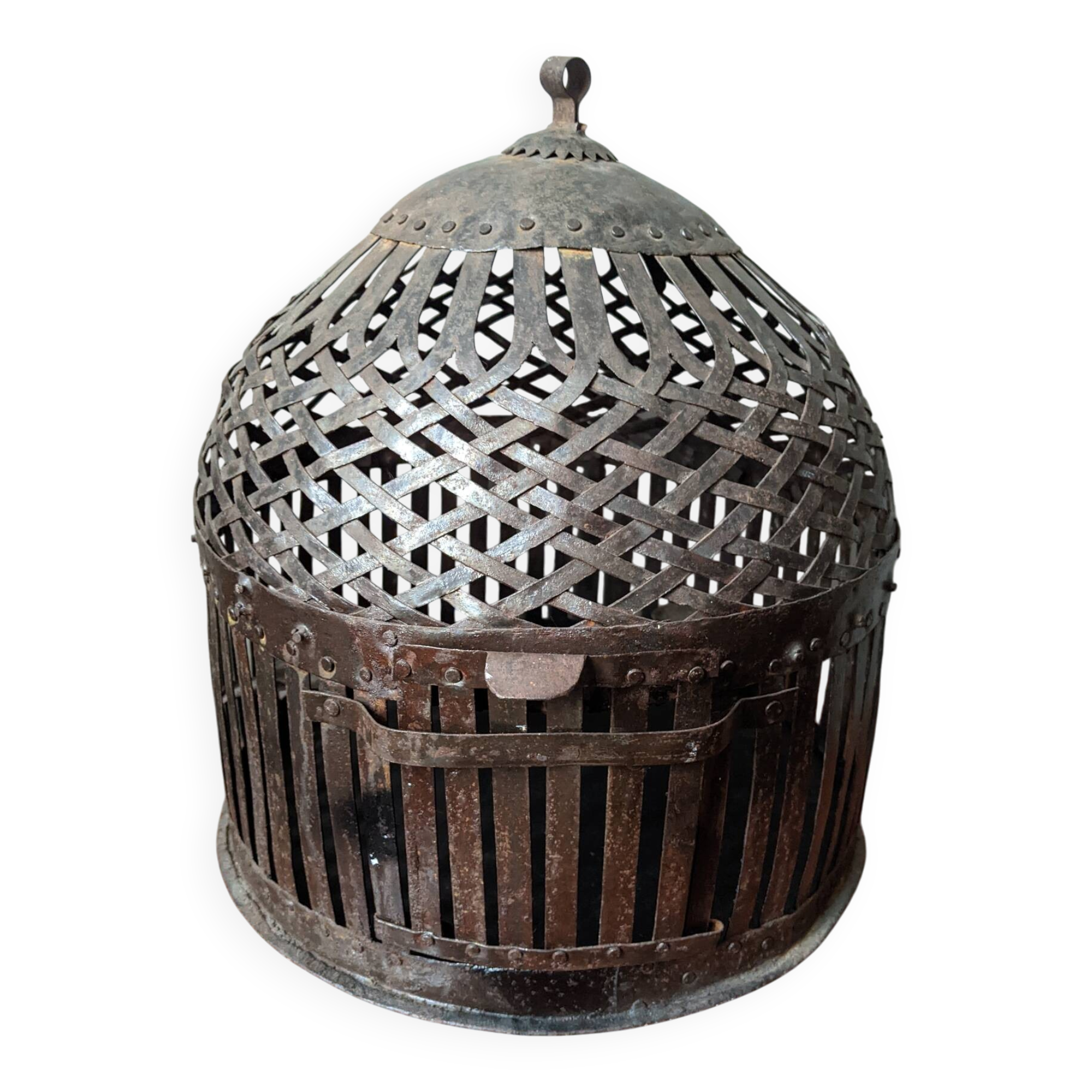 Wrought iron birdcage handmade in India.