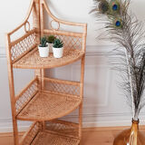 Rattan corner shelf