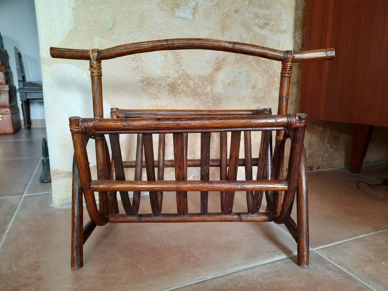 Rattan magazine holders