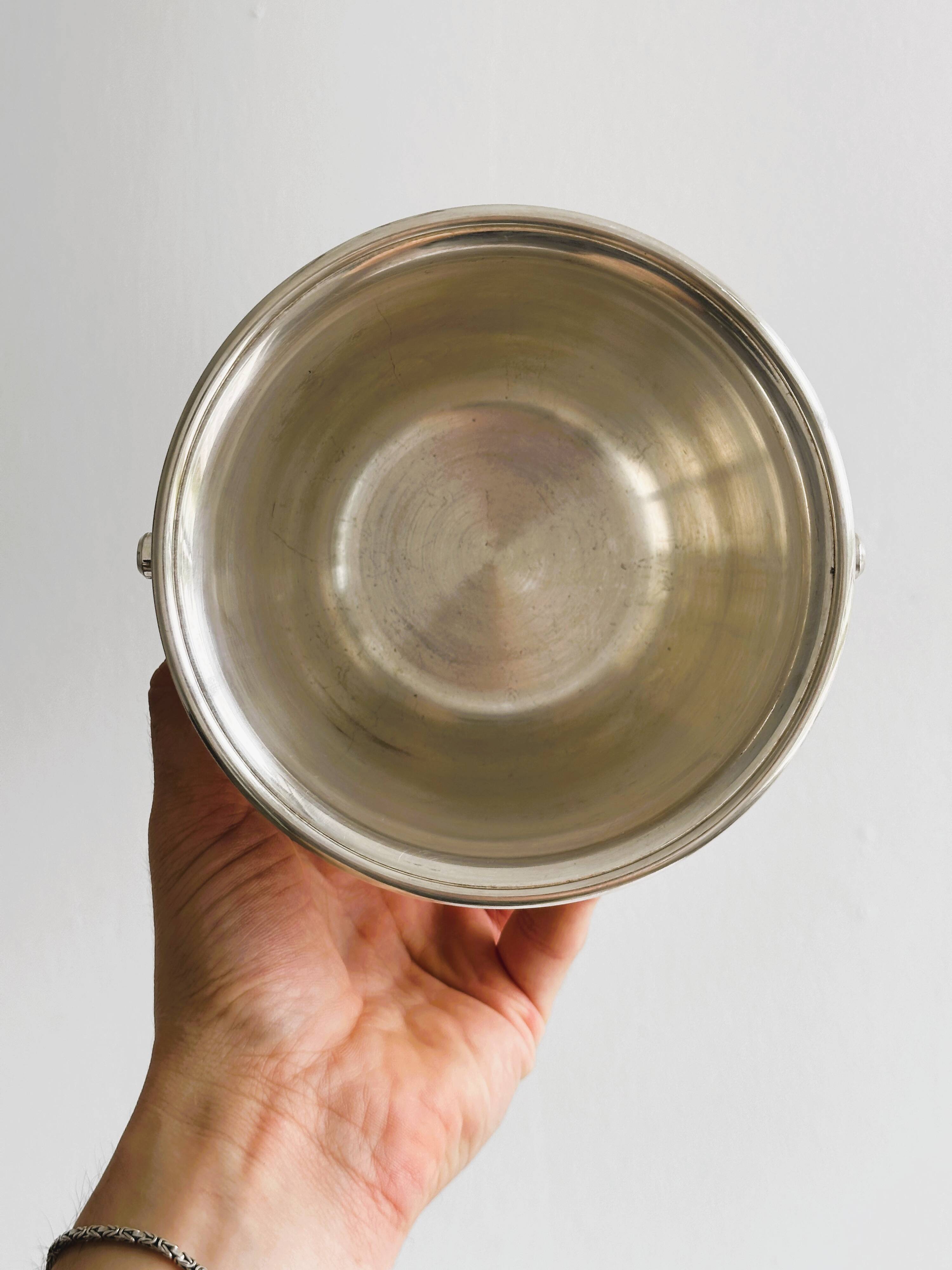 Silver metal ice bucket