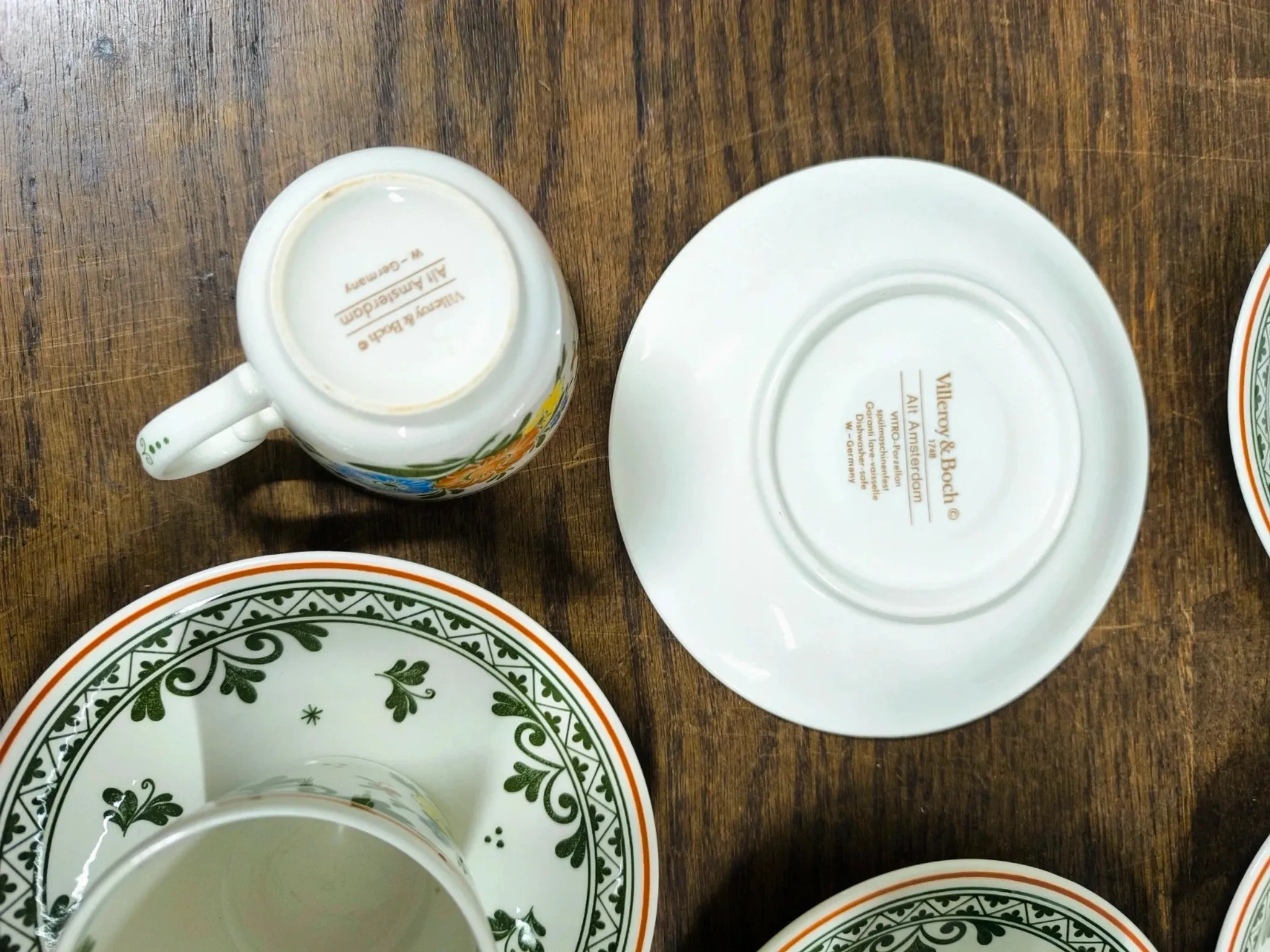 Set of 5 Coffee Cups and Saucers Villeroy & Boch "Alt Amsterdam" Vintage