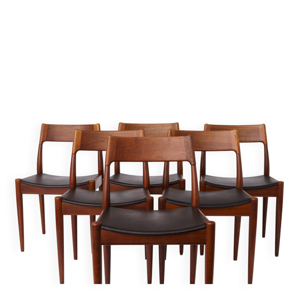 6 des 8 chaises de salle à manger vintage danoises, Arne Hovmand-Olsen pour Mogens Kold