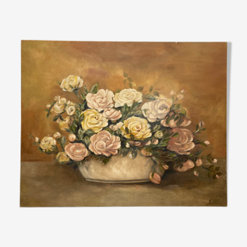 Large oil on canvas with roses