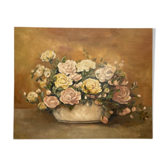 Large oil on canvas with roses