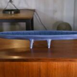 Long blue ceramic signed Atelier Mornac 1950s