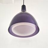Set of 2 purple and white glass pendant lamps, 1960's / 1970's