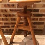 Pair of wooden screw seats from the 70s