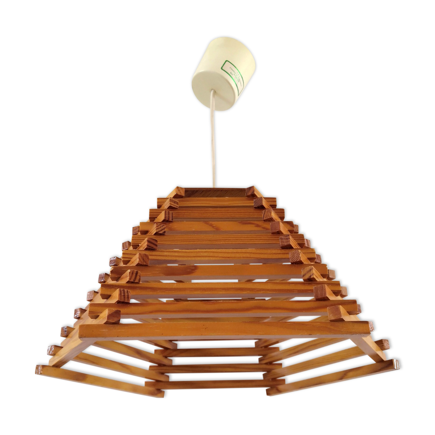 Wood pendant lamp design C.F.L. 70s