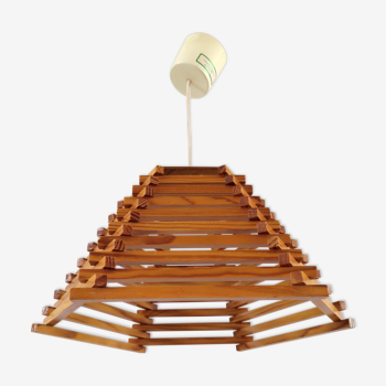 Wood pendant lamp design C.F.L. 70s