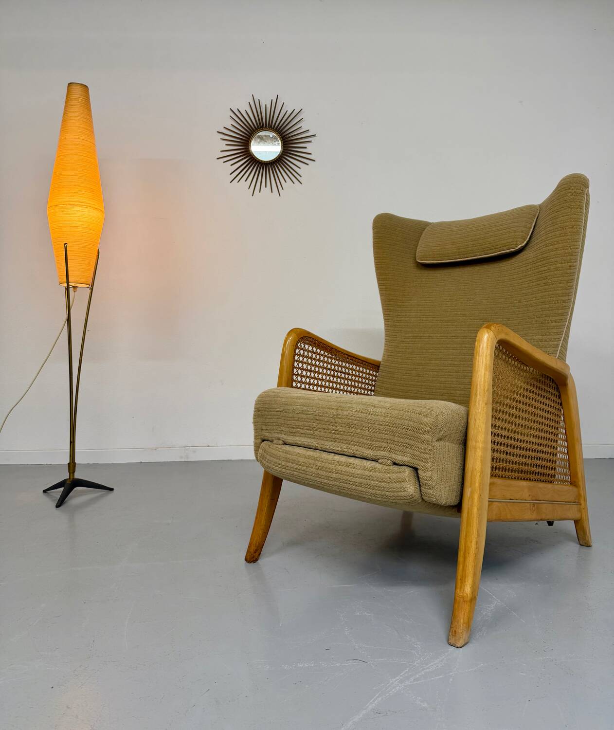 Vintage wingback recliner in Scandinavian design from the 1960s.