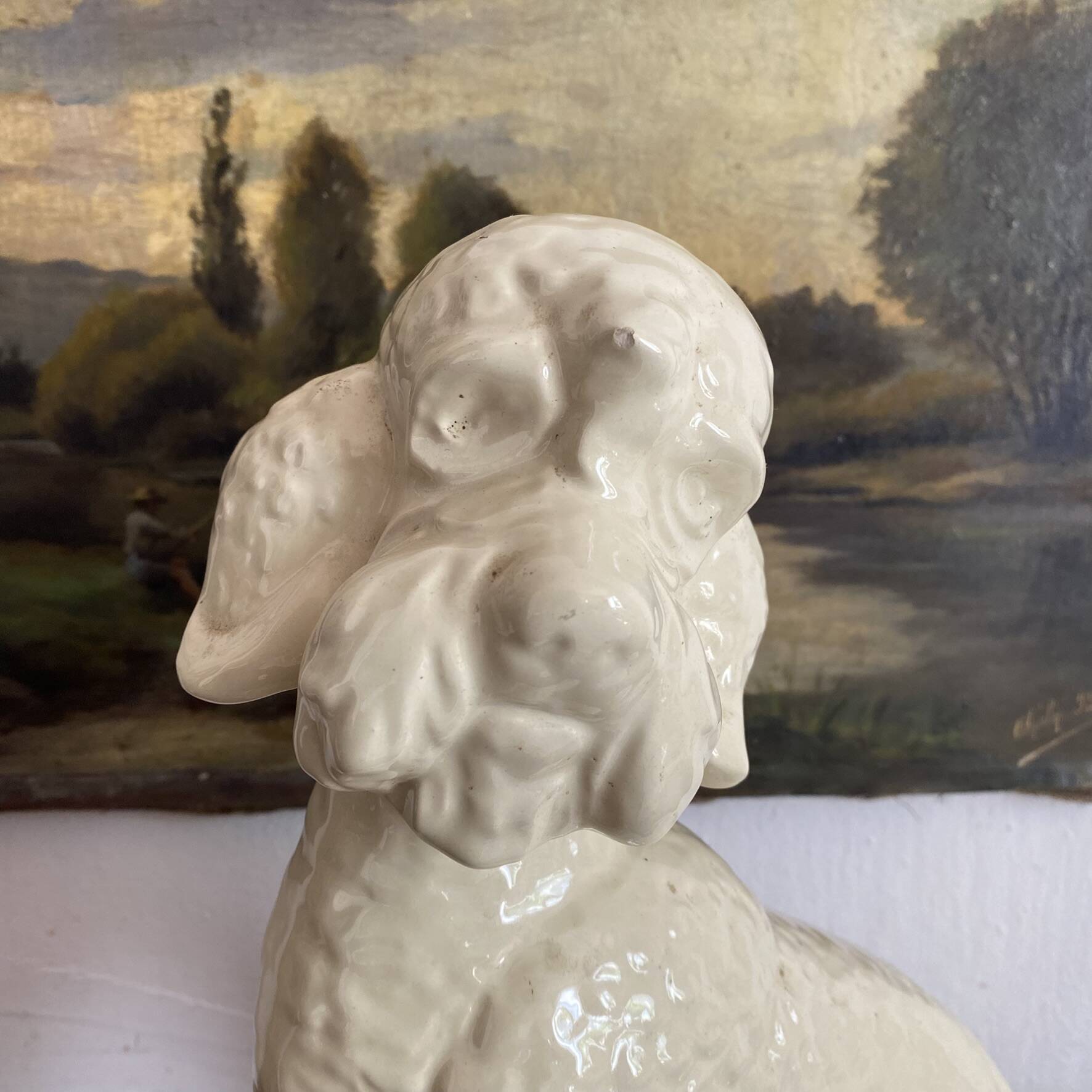 Large poodle, glazed ceramic dog, 1920s-30s
