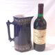 Old Cobalt Blue Earthenware Jug with Enamel Decoration