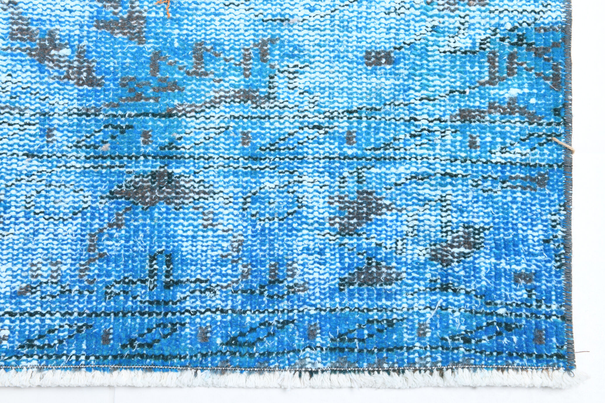 2x9 di̇stressed blue oushak runner rug, 282x75cm