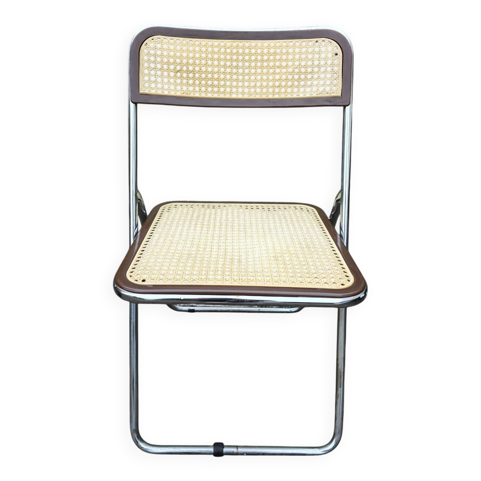 Chrome caned folding chair