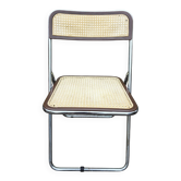 Chrome caned folding chair