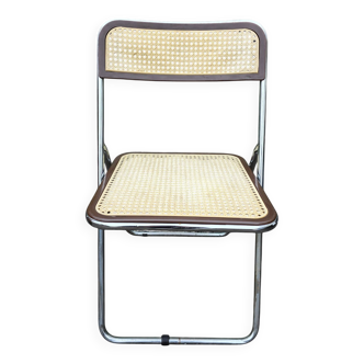 Chrome caned folding chair