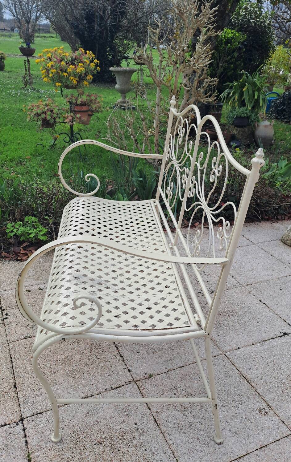 Wrought iron garden bench