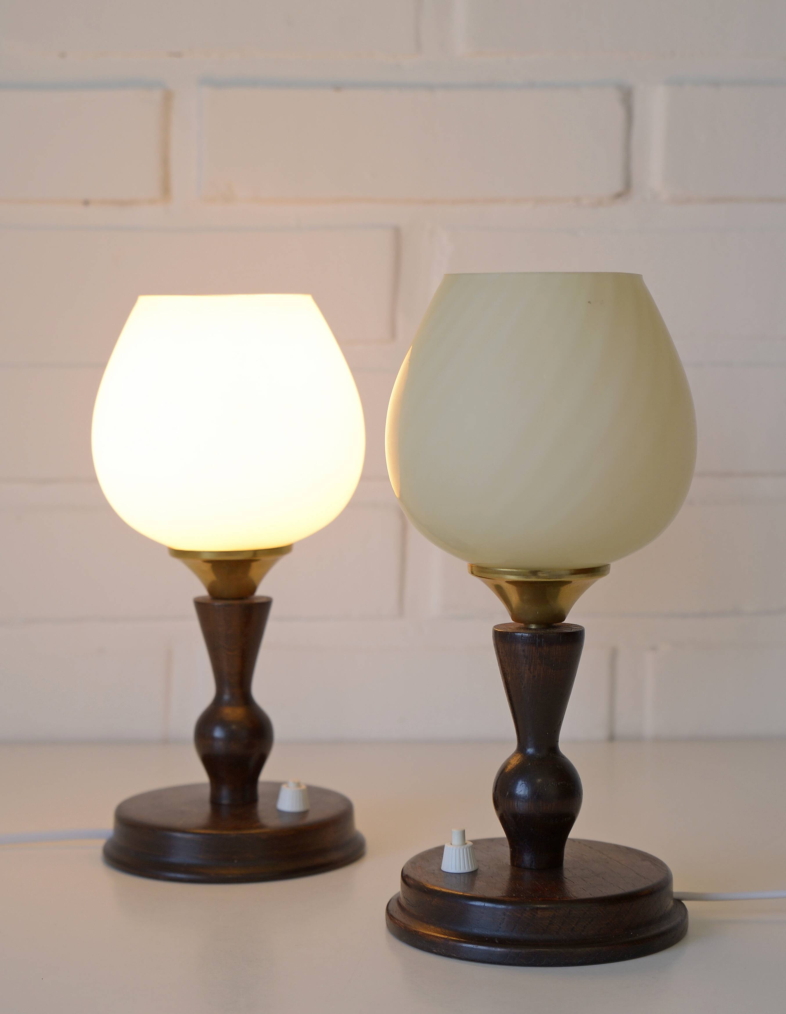 Pair of Vintage Bedside Lamps Wooden Rustic Desk Lights 1960's