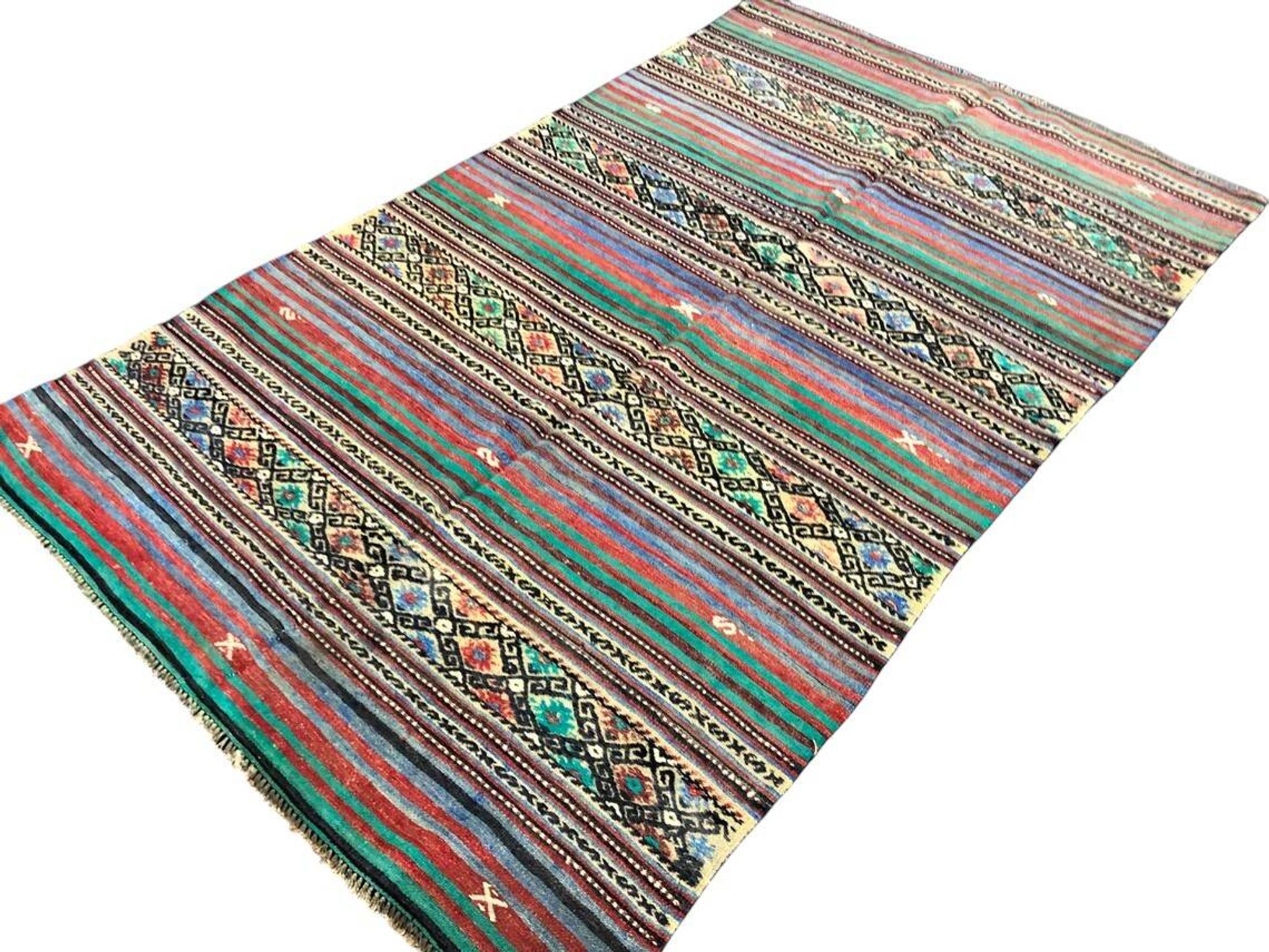 Neutral Turkish Stripe Kilim Rug