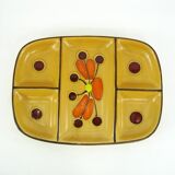 Ceramic compartmentalized dish - St-Clément France - vintage 70s