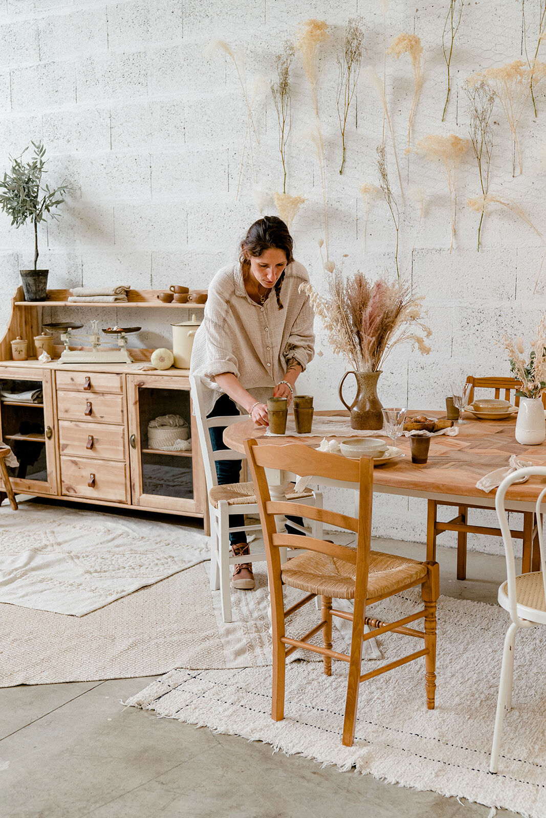Oval marquetry table – solid wood