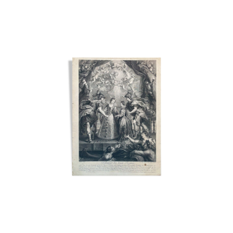 Pierre Paul Rubens, l’échange des deux reines, gravure