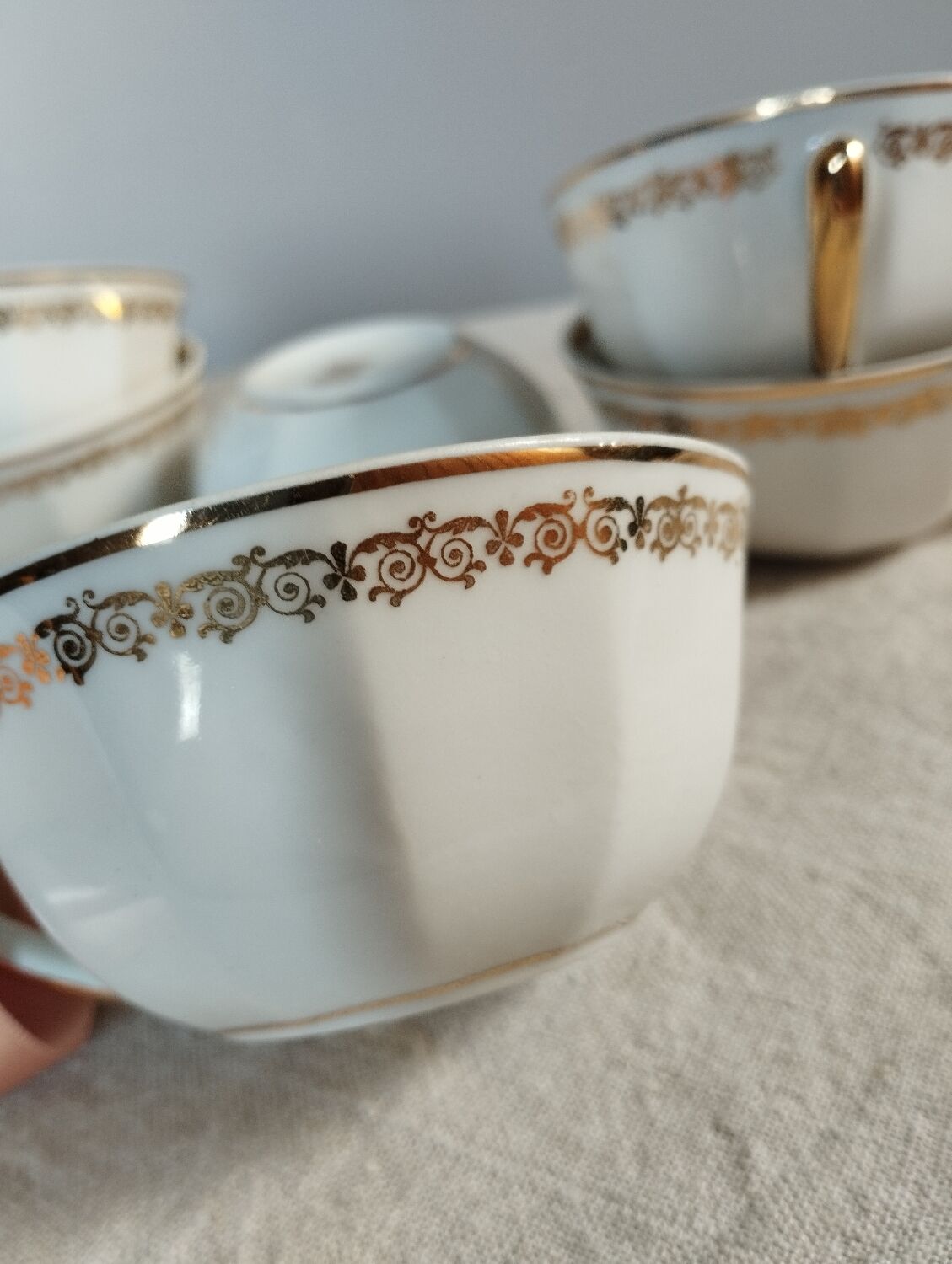 6 tasses café porcelaine F. Chauvigny, France, 1960