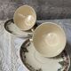 Set of 2 large cups and 2 old saucers Gien writing decor 8500