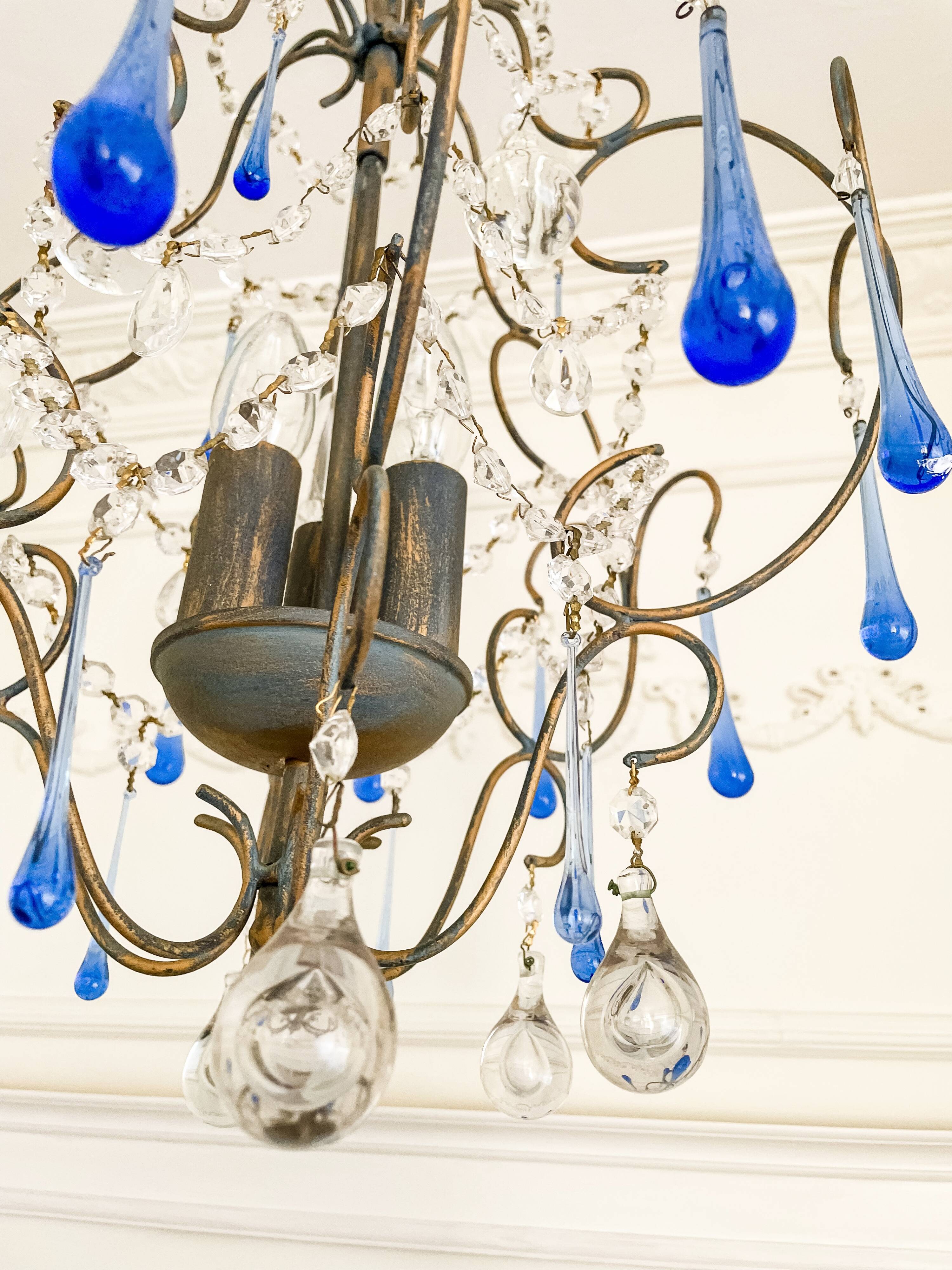 Lustre italien vintage Murano années 60-70, métal doré