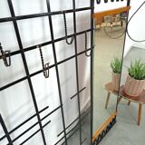Wall coat rack vintage steel with mirror and shelf