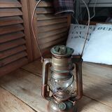 Retro patinated metal hurricane lamp méva petrol